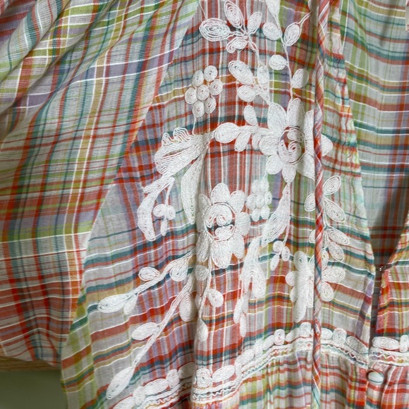 Free People Sally Plaid appliqué colorful maxi top - Picture 10 of 11
